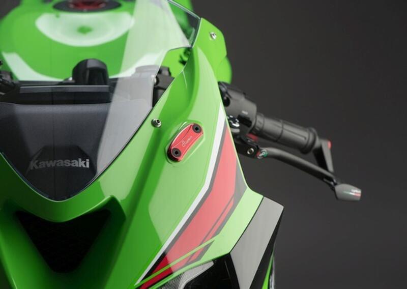 Coppia Tappi Sede Specchio per Kawasaki Rosso